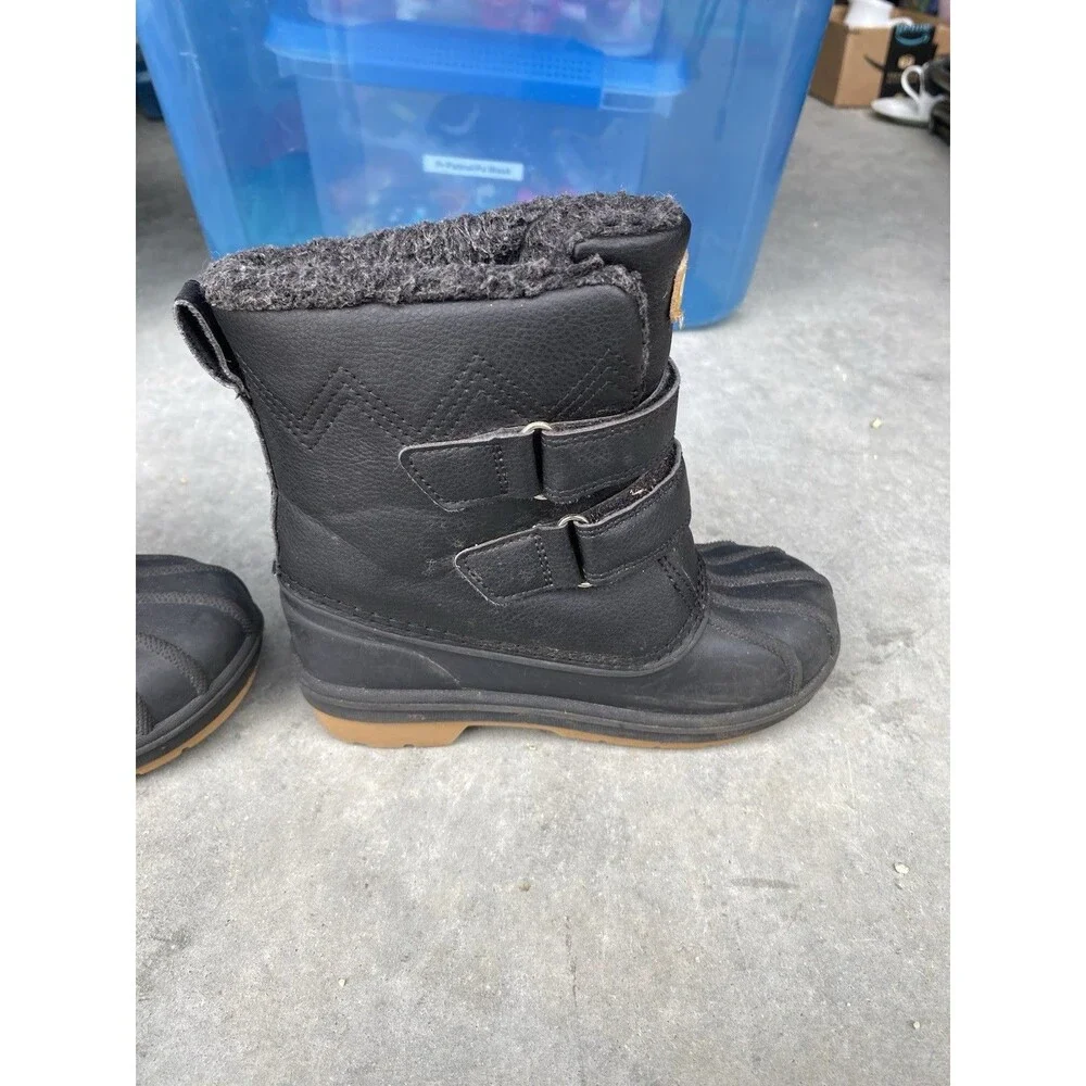 Cat & Jack Boys Noah Waterproof Snow Boots Black Hook & Loop Size 11 Gum Sole